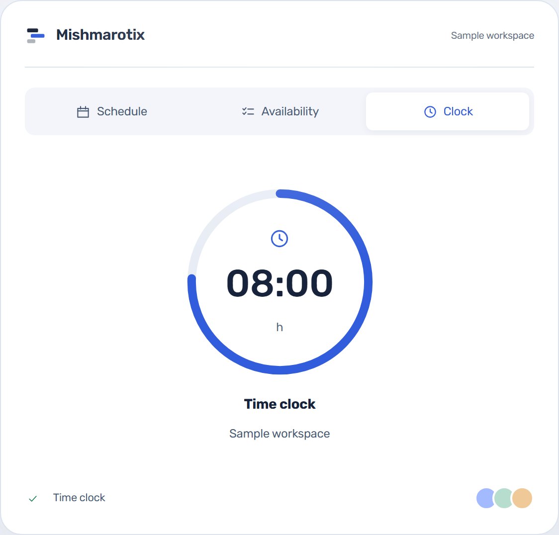 A time clock on the phone: clocking in and out (illustrative)