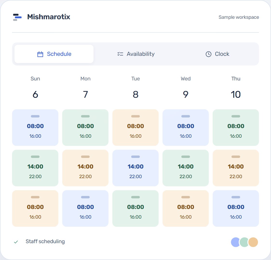 A weekly rota built automatically and kept as a draft for review (illustrative)